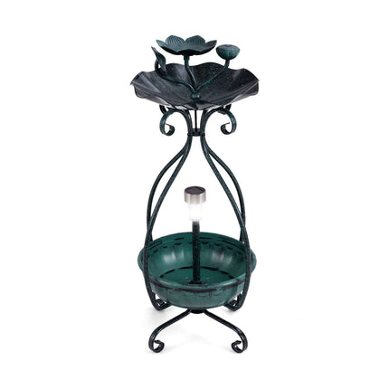 Bain d'oiseaux solaire avec lumière, mangeoire et jardinière - Vert