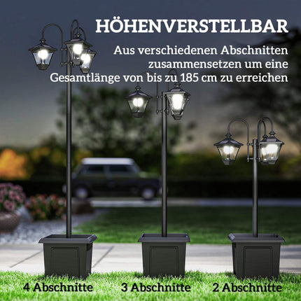 Lampe solaire de jardin avec hauteur réglable et jardinière