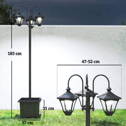 Lampe solaire de jardin avec hauteur réglable et jardinière