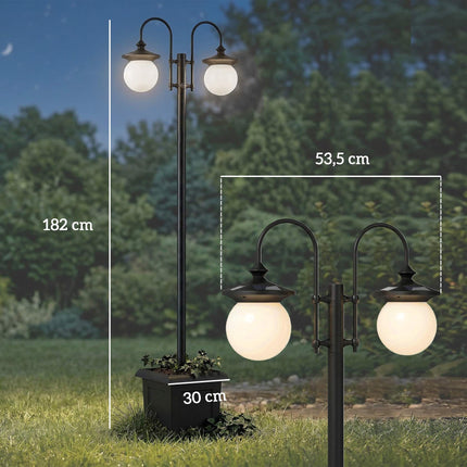 Solar-Gartenlaterne mit verstellbarer Höhe und Pflanzgefäß