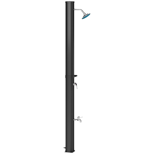 Douche solaire Douche de jardin solaire 35 litres avec robinet, pomme de douche, douchette à main, receveur latéral, jusqu'à 55 °C, douche extérieure sans raccordement électrique, douche de piscine, douche de camping, douche à effet pluie, eau chau