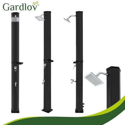 Solar Garden Shower 40 L with 360° Head and Extra Tap, Up to 60°C, PVC