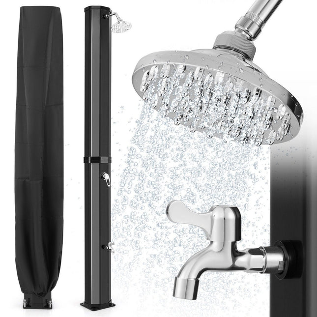 Douche d'extérieur à chauffage solaire, 60 L, pommeau 360°, noir