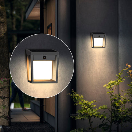 Solar-LED-Wandleuchte, doppelte Helligkeit, Schwarz, IP44