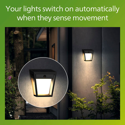 Solar-LED-Wandleuchte, zwei Helligkeitsstufen, Schwarz, IP44