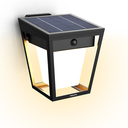 Solar-LED-Wandleuchte, zwei Helligkeitsstufen, Schwarz, IP44