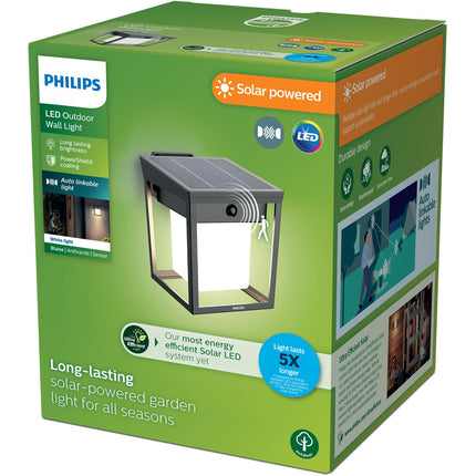 Solar-LED-Wandleuchte, doppelte Helligkeit, Schwarz, IP44