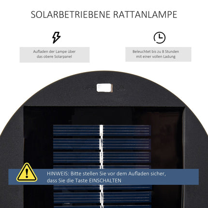 Wasserdichte Solar-Gartenleuchte mit Sensor, Schwarz, 21,5x61 cm