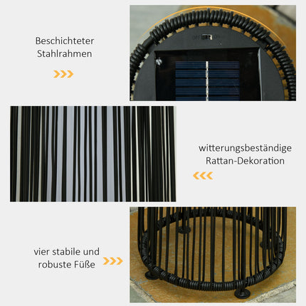 Wasserdichte Solar-Gartenleuchte mit Sensor, Schwarz, 21,5x61 cm