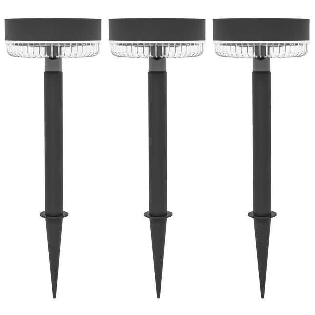 Lampes Solaires, Pack De 3 Lampes Solaires, Lampe Solaire De Jardin Avec Lumières Blanc Chaud, Marche/Arrêt Automatique, Étanche Ip65 Pour Pelouse, Balcon, Noir