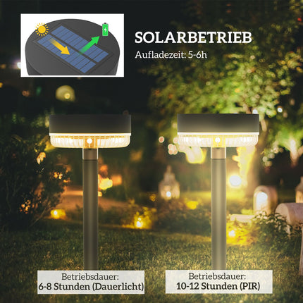 Lampes Solaires, Pack De 3 Lampes Solaires, Lampe Solaire De Jardin Avec Lumières Blanc Chaud, Marche/Arrêt Automatique, Étanche Ip65 Pour Pelouse, Balcon, Noir