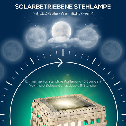 Lanterne solaire avec LED, design en rotin, allumage/extinction automatique