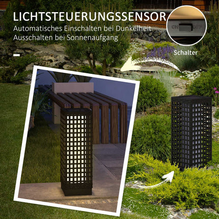 Wasserdichte Solar-LED-Gartenleuchte, Rattan-Design, mit Auto-Sensor