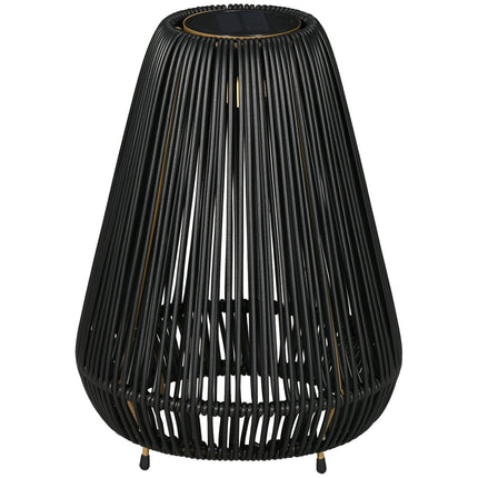 Lampe Solaire En Rotin Étanche Avec Capteur De Lumière, Lampe De Jardin Led Automatique, Éclairage Extérieur, Noir, Métal