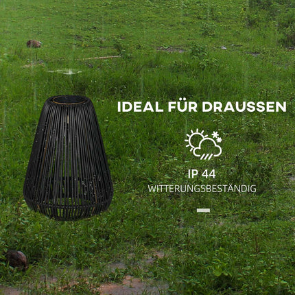 Lampe Solaire En Rotin Étanche Avec Capteur De Lumière, Lampe De Jardin Led Automatique, Éclairage Extérieur, Noir, Métal