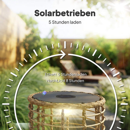 Solarbetriebenes Rattan-Lampenset, warmes Licht, für den Außenbereich
