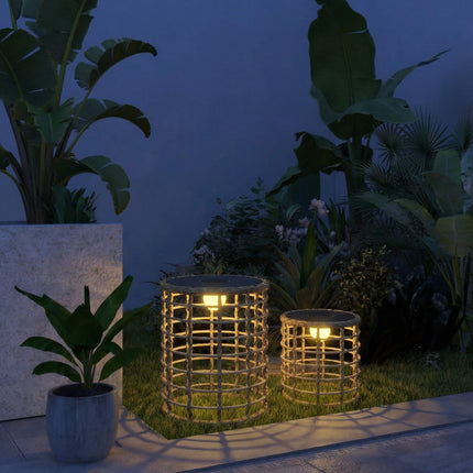 Solarbetriebenes Rattan-Lampenset, warmes Licht, für den Außenbereich