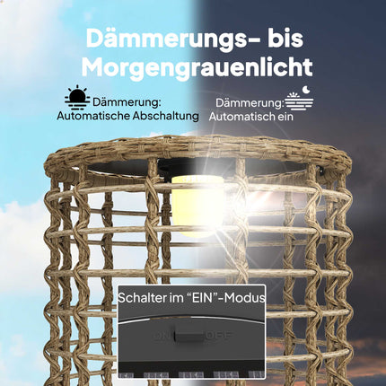 Solarbetriebenes Rattan-Lampenset, warmes Licht, für den Außenbereich