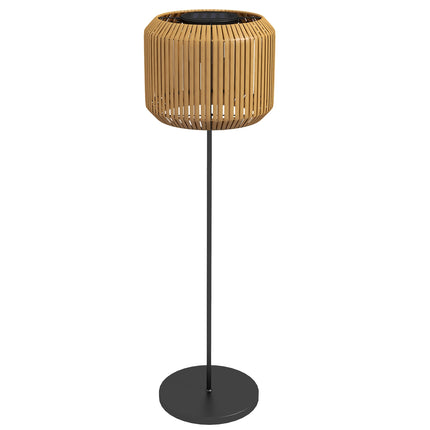 Lampadaire solaire en rotin, lumière chaude, marche/arrêt automatique