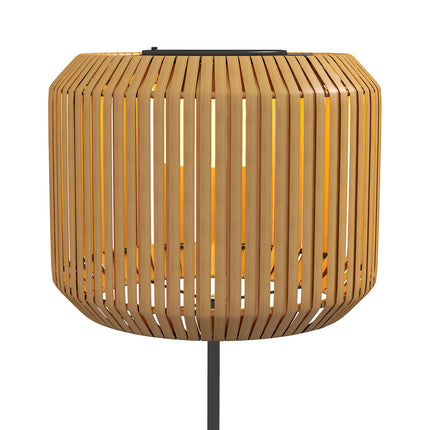 Lampadaire solaire en rotin, lumière chaude, marche/arrêt automatique