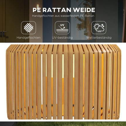 Lampadaire solaire en rotin, lumière chaude, marche/arrêt automatique