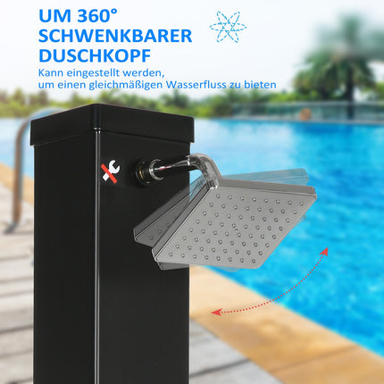 Außendusche 40L Solardusche, Fuß- und Regenduschkopf, 60°C Wasser