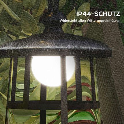 LED Solar Gartenlaterne, 122 cm, Kaltweißes Licht, Schwarz