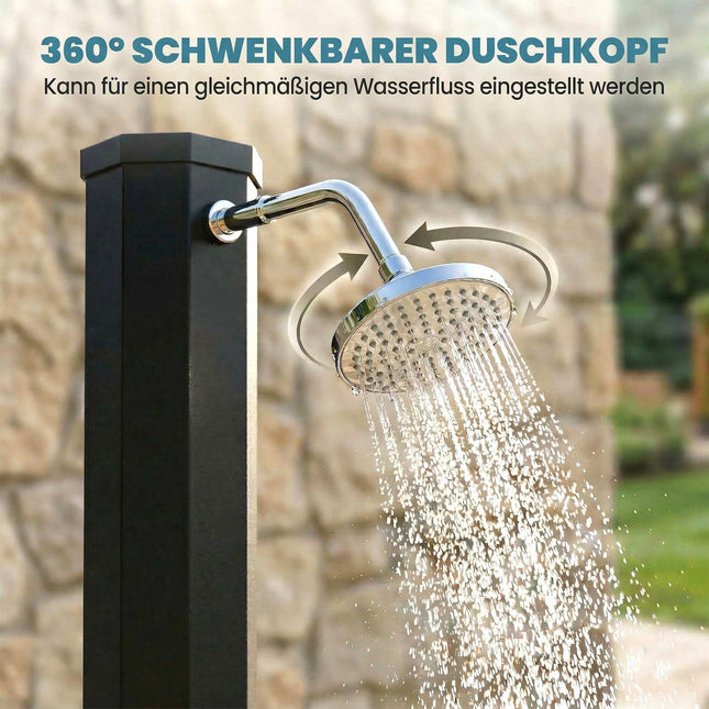 Douche solaire de jardin 60 L avec pommeau de douche effet pluie et contrôle de la température