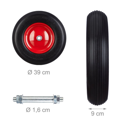 Roue de brouette en caoutchouc plein, increvable, 4.00-8