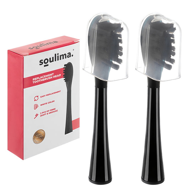 Têtes de brosse à dents soniques, noires, lot de 2, souples et moyennes