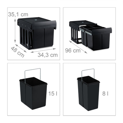 Tri à la source avec 3 poubelles