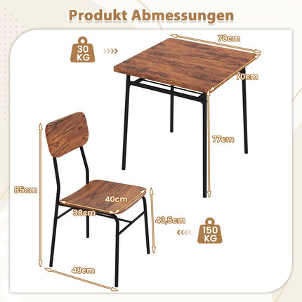 Platzsparendes Esszimmer-Set mit Ablageregal und 2 Stühlen