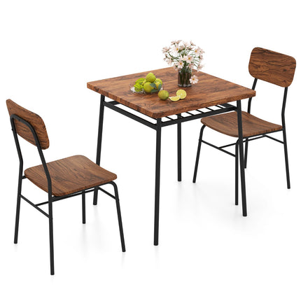 Platzsparendes Esszimmer-Set mit Ablageregal und 2 Stühlen