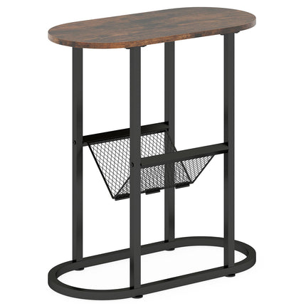Table d'appoint ovale gain de place avec porte-revues