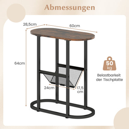 Table d'appoint ovale gain de place avec porte-revues