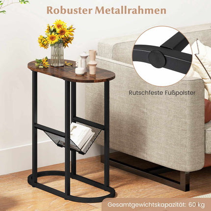 Table d'appoint ovale gain de place avec porte-revues