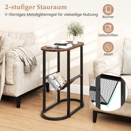 Table d'appoint ovale gain de place avec porte-revues