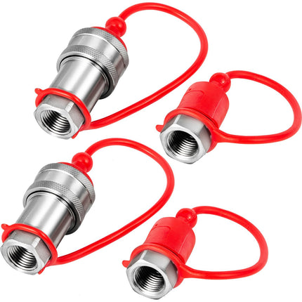 Spherical Face Hydraulic Quick Couplers, 3/8 in NPT, 2-Pack