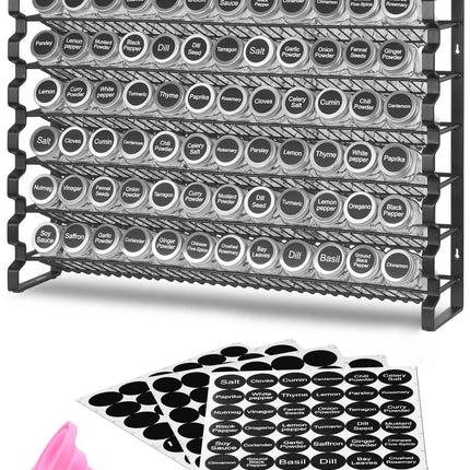 Spice Rack Organizer, 6-Tier With 72 Glass Jars Set