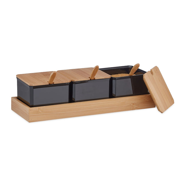 Récipient à épices avec cuillère et couvercle