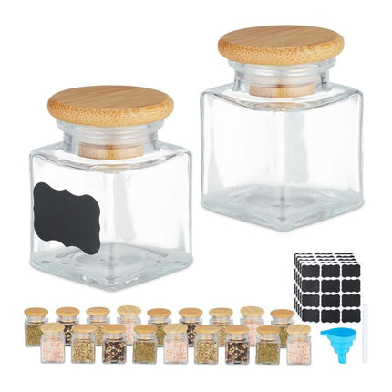 Ensemble de pots à épices avec couvercle en bambou