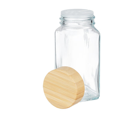 Ensemble de pots à épices avec couvercle en bambou