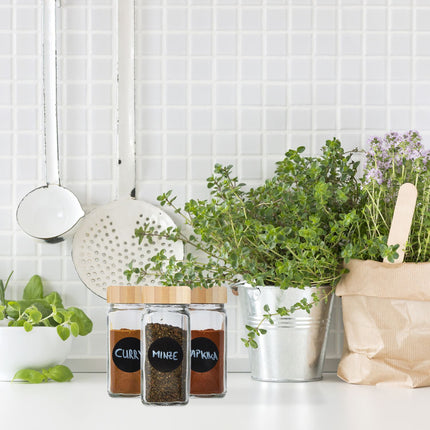 Ensemble de pots à épices avec couvercle en bambou