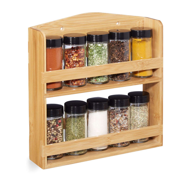 Étagère à épices en bambou, 10 pots à épices