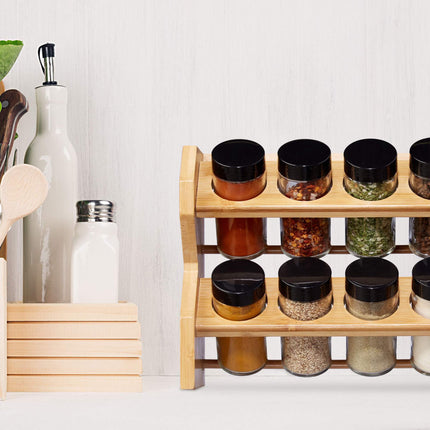 Étagère à épices en bambou, 8 pots à épices