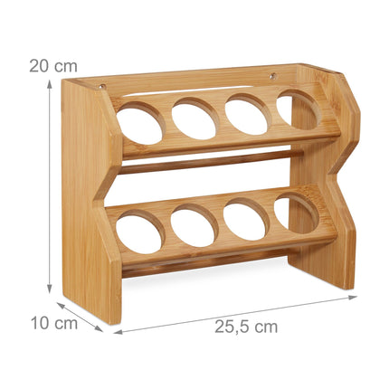 Étagère à épices en bambou, 8 pots à épices