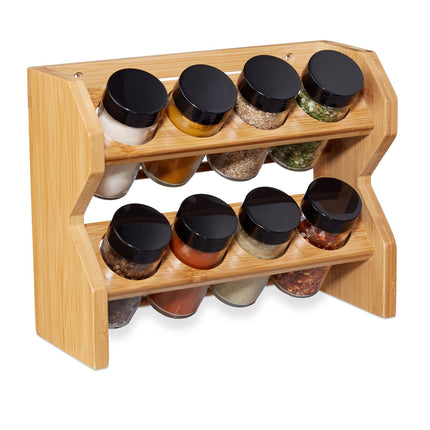 Étagère à épices en bambou, 8 pots à épices
