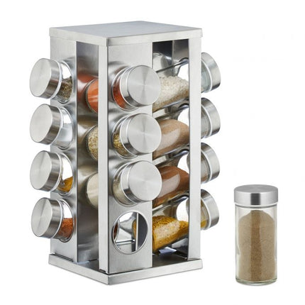 Étagère à épices avec 16 pots en verre