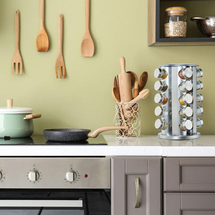 Étagère à épices avec 20 pots en verre