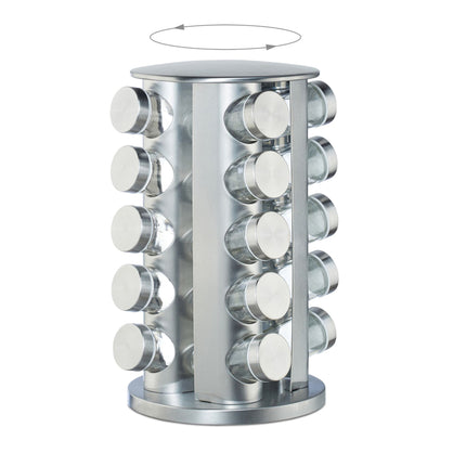 Étagère à épices avec 20 pots en verre